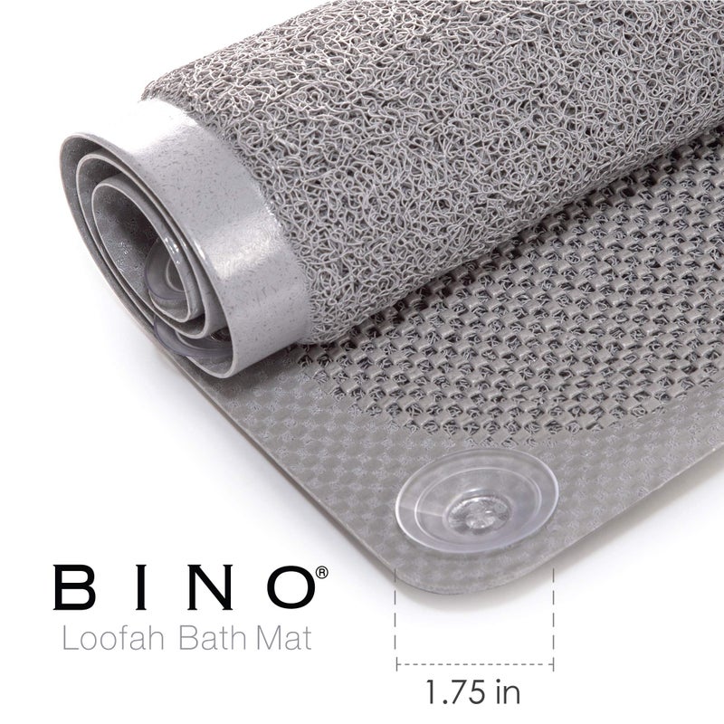 BINO | Loofah Non-Slip Bath Mat for Tub - Light Grey | Spa-Inspired Comfort, Quick-Drying, Secure Suction Cups | Exfoliating Shower Mat for a Luxurious and Safe Bathing Experience - Image 4
